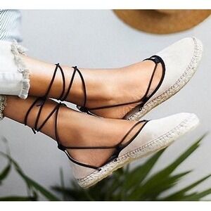 Free People  Marina Lace-Up Espadrille tan suede size 37